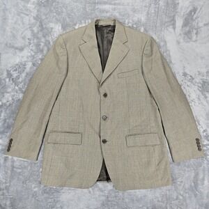 Harold Powell Suit Blazer Mens 44L Brown Glen Plaid Wool Sport Coat Jacket